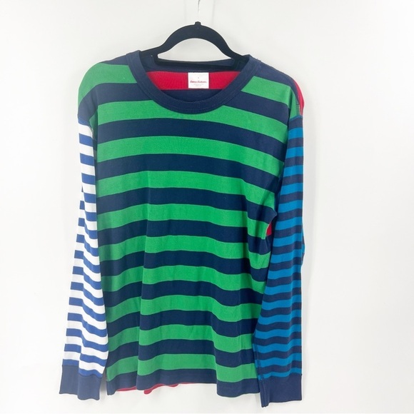 ✅HANNA ANDERSSON COLOR BLOCK STRIPED LONG SLEEVE T-SHIRT PAJAMA SIZE ADULT LARGE - Picture 1 of 3